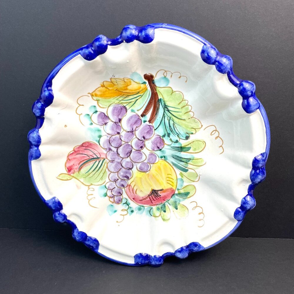 Hand-Painted Italian Ceramic Plate Fruit Design Decorative Majolica Wall Plate